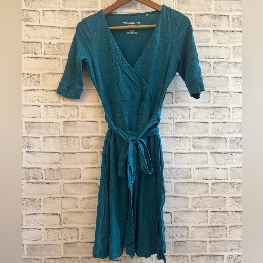 Women’s Toad & Co. half sleeve v neck organic cotton blend wrap dress XS